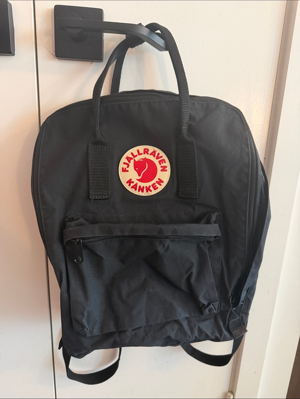 Fjallraven Kånken Black Backpack with Red Logo